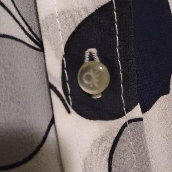 United Colors of Benetton Women Dress Shirt Tunic Collar w/ Pockets M - Picture 2 of 14